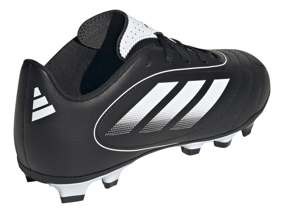 Botas de fútbol Adidas Goletto IX color negro con tres franjas blancas y tacos blancos.