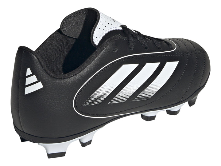 Botas de fútbol Adidas Goletto IX color negro con tres franjas blancas y tacos blancos.