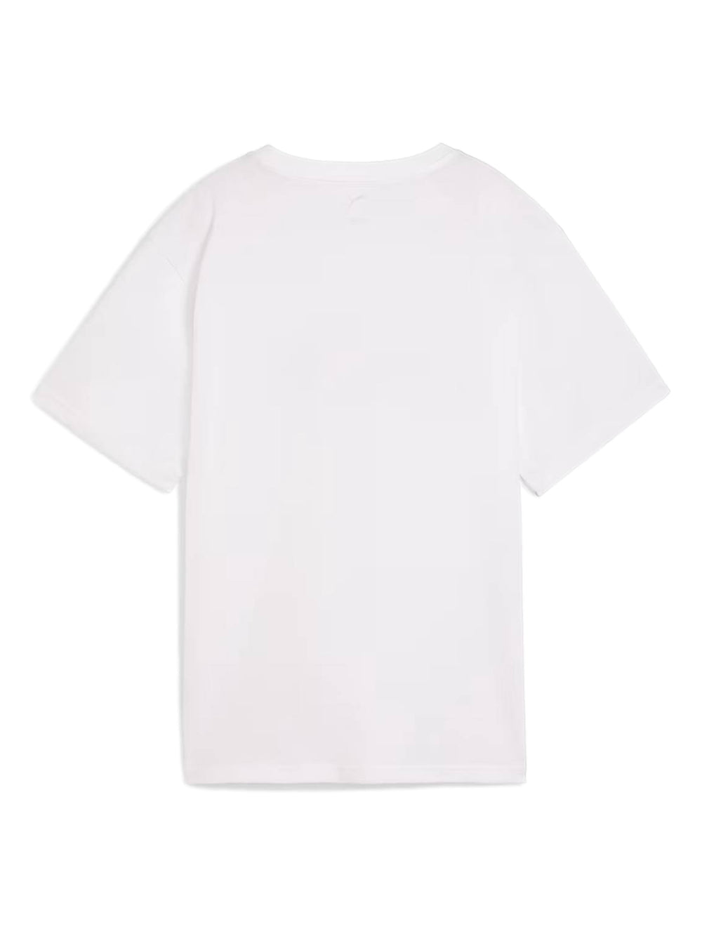 Camiseta PUMA blanca de manga corta con logotipo gráfico en el pecho.