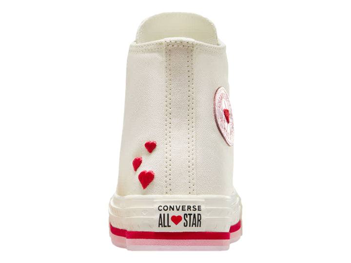 Tenis Converse Blanco Vintage y Rojo para Niña