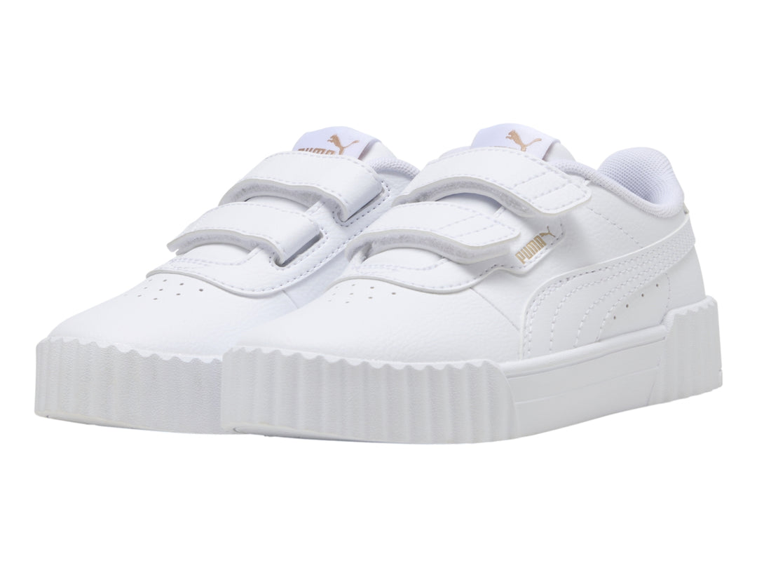 Tenis PUMA Carina 3.0 V Blanco y Oro para Niña