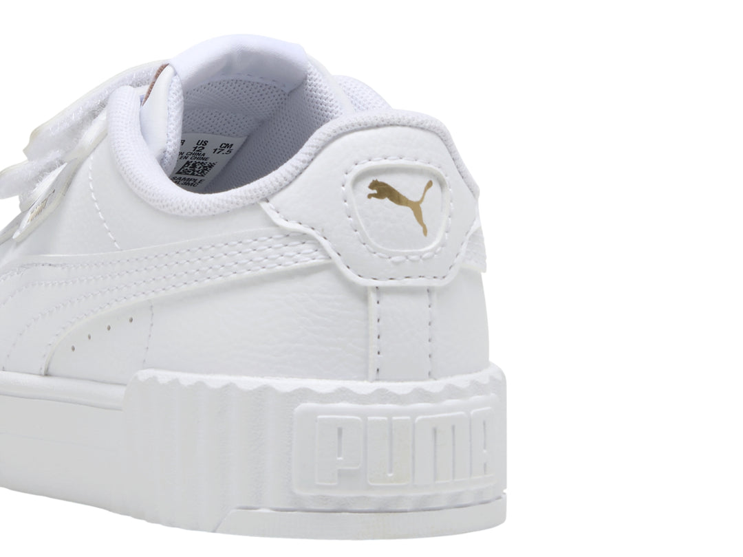 Tenis PUMA Carina 3.0 V Blanco y Oro para Niña