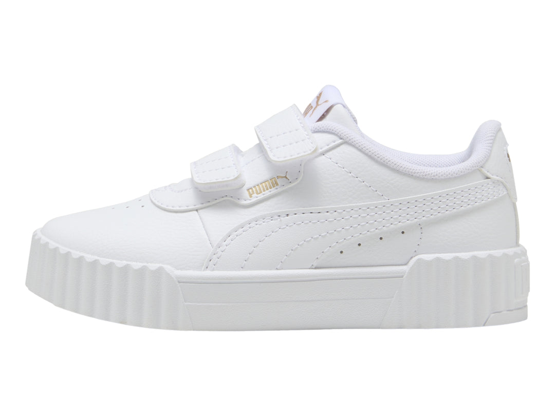 Tenis PUMA Carina 3.0 V Blanco y Oro para Niña