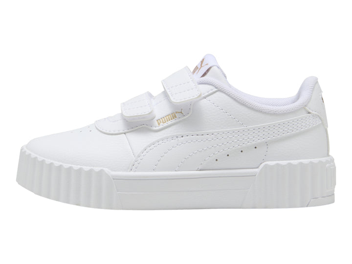 Tenis PUMA Carina 3.0 V Blanco y Oro para Niña