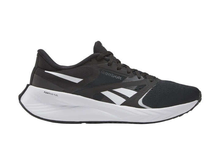 Tenis deportivos Reebok Energen Tech Plus 2 en color negro con suela y detalles en blanco.