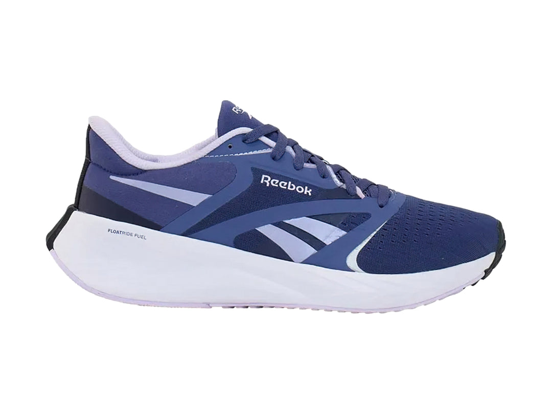 Tenis deportivos Reebok color azul con suela blanca y detalles en azul claro.