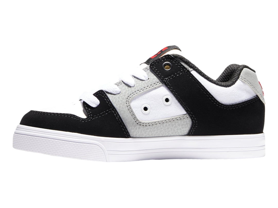 Tenis DC Shoes Pure Blanco, Negro y Rojo para Niño