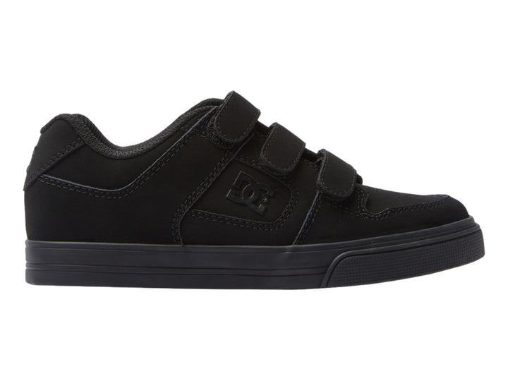 Zapato deportivo DC Shoes color negro con cierre de tres tiras de velcro.