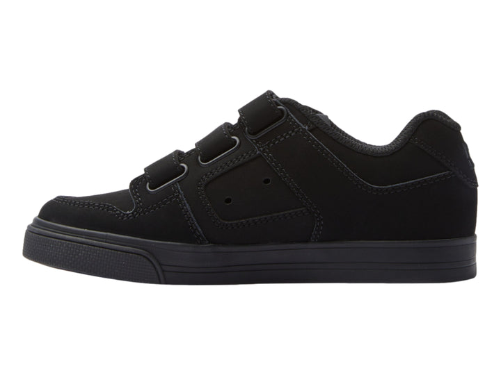 Zapato deportivo DC Shoes color negro con cierre de tres tiras de velcro.