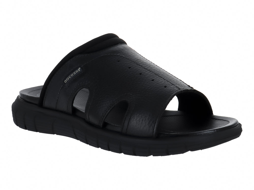 Sandalia Dockers color negro para hombre con diseño de tiras anchas y suela robusta.