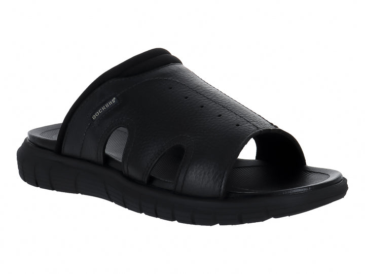 Sandalia Dockers color negro para hombre con diseño de tiras anchas y suela robusta.
