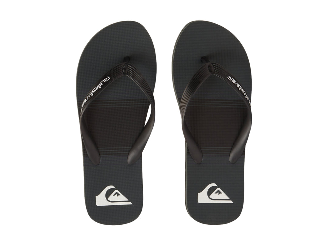Sandalias Quiksilver de color gris oscuro con diseño plano y correa sintética.