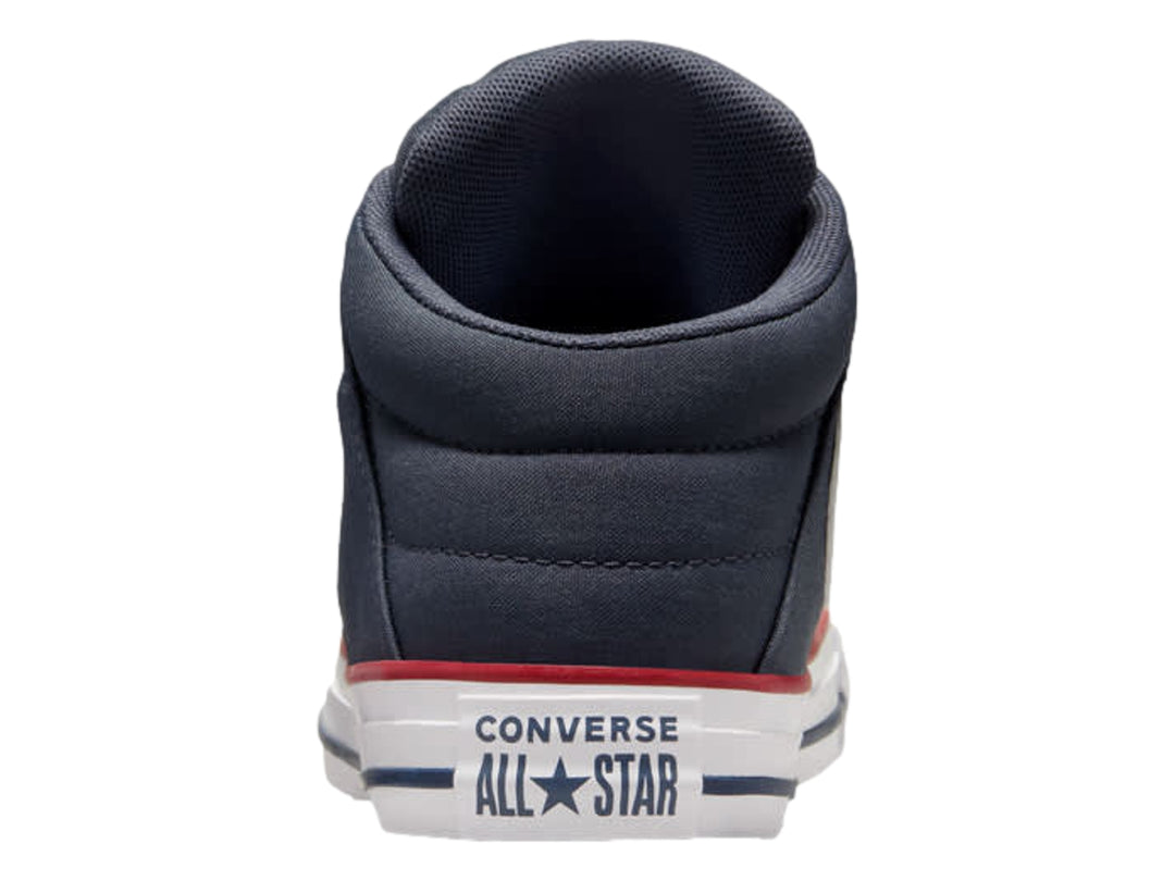 Tenis Converse de bota en color azul con suela blanca y detalles en rojo para Niño.