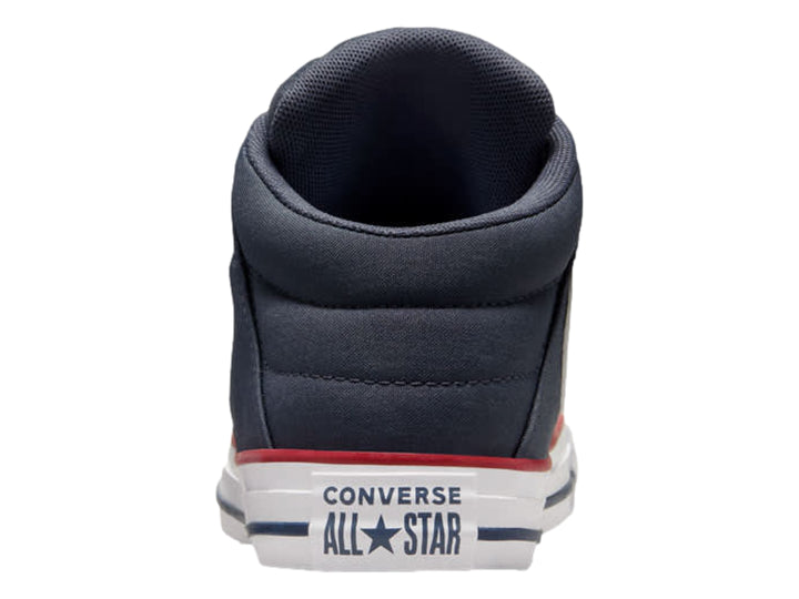 Tenis Converse de bota en color azul con suela blanca y detalles en rojo para Niño.