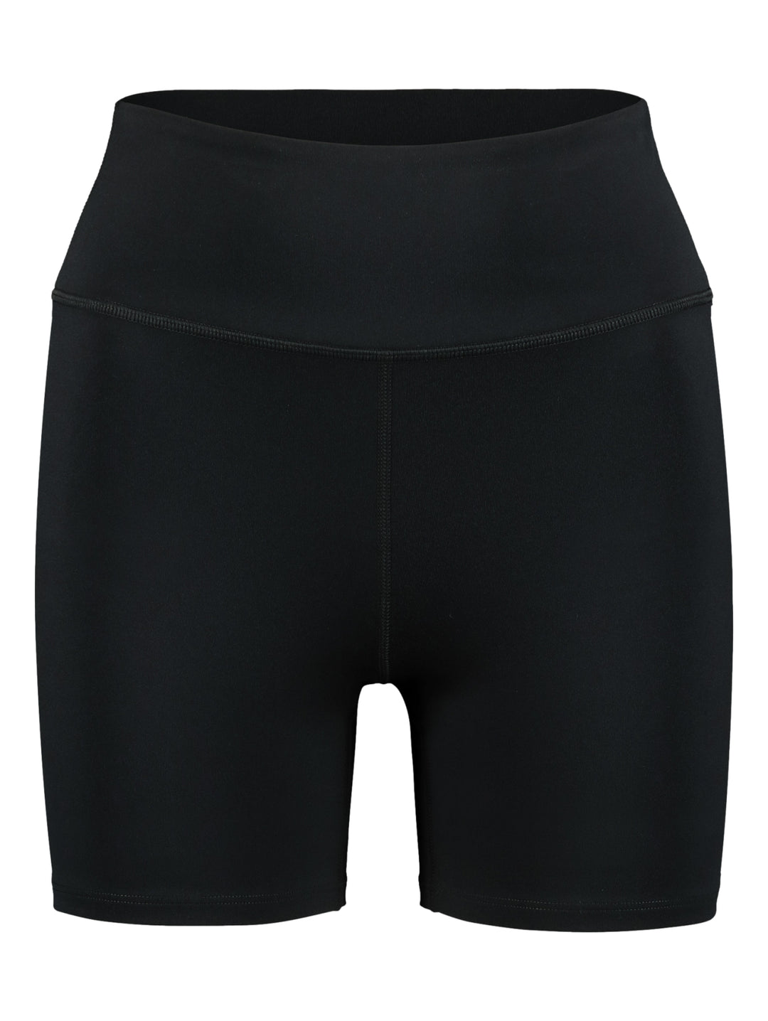 Shorts tipo biker de color negro para mujer, con cintura alta y diseño ajustado.