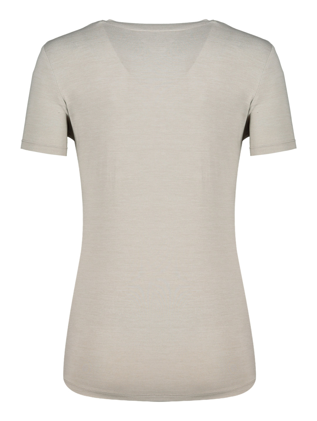 Playera deportiva de manga corta y cuello redondo en color gris claro para mujer, marca Charly.
