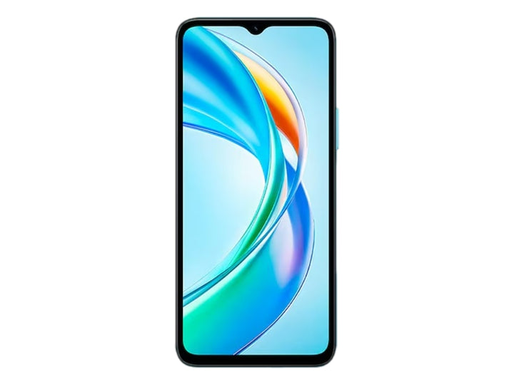 Teléfono inteligente HONOR Play 9A en color azul con acabado texturizado y módulo de cuatro cámaras traseras.