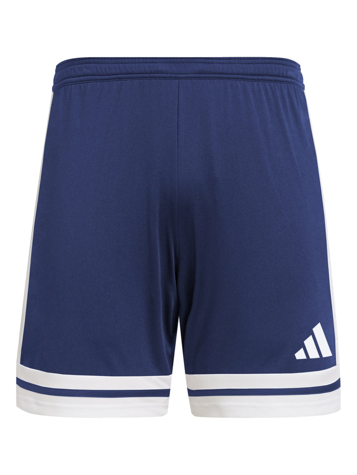 Shorts deportivos Adidas color azul marino con franjas y borde inferior en color blanco.
