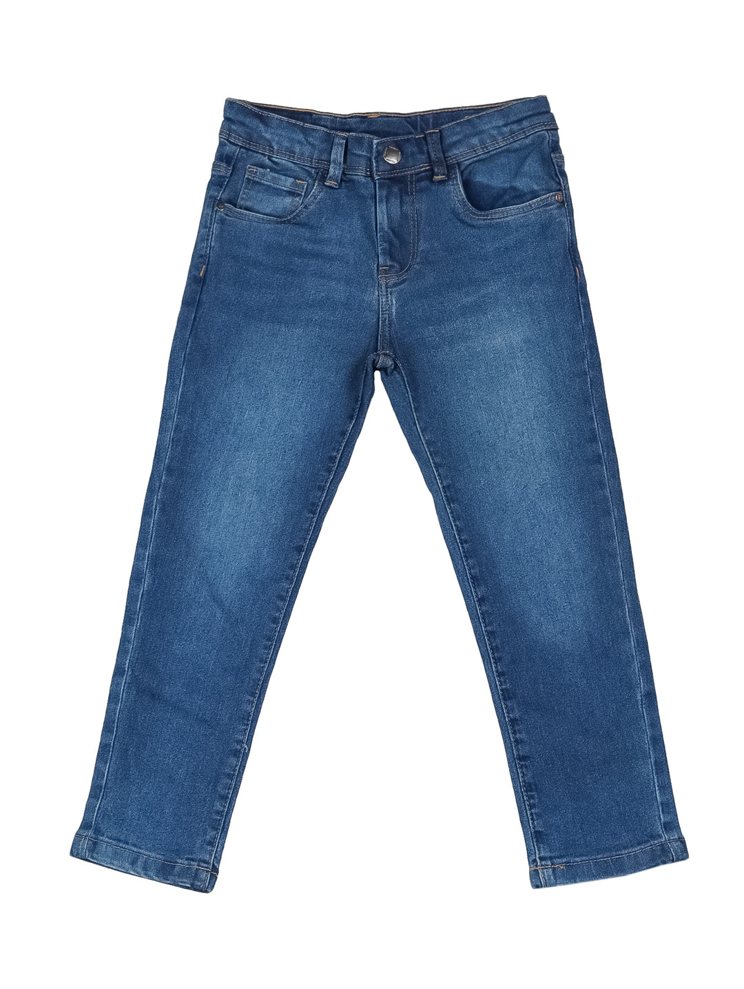 Pantalón de mezclilla color azul denim medio.