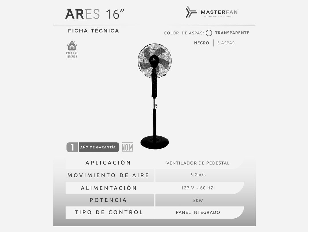 Master Fan Ares Ventilador de Pedestal 16" Negro