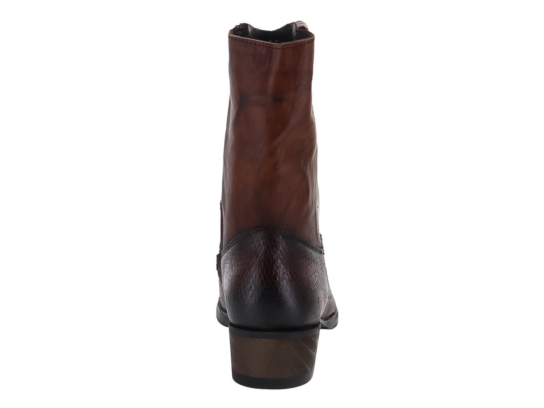 Bota marrón de imitación piel de lagarto con diseño western para hombre.