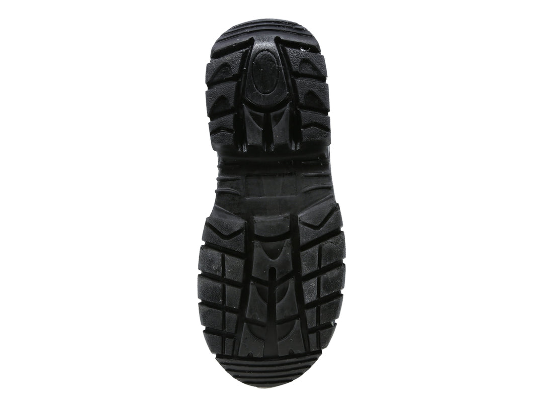 Bota de seguridad industrial marca Triples Pro color negro, con casquillo y suela gruesa antideslizante.