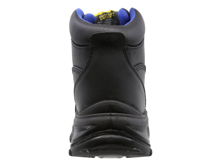 Bota de seguridad industrial marca Triples Pro color negro, con casquillo y suela gruesa antideslizante.