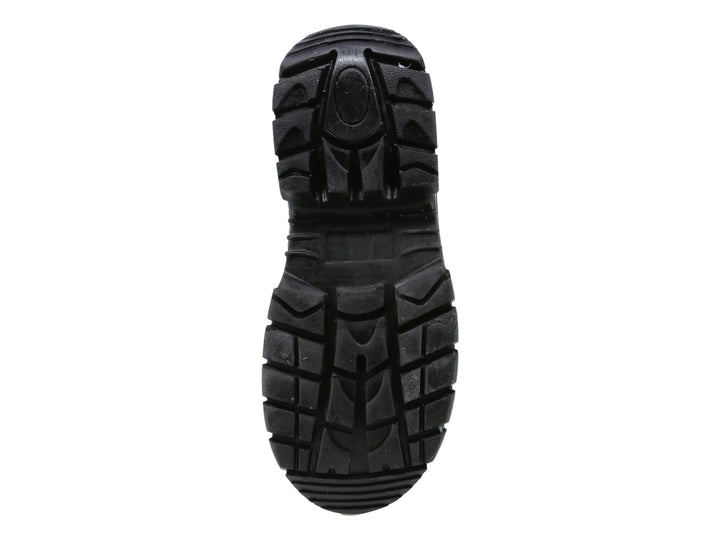 Bota de seguridad industrial marca Triples Pro color negro, con casquillo y suela gruesa antideslizante.