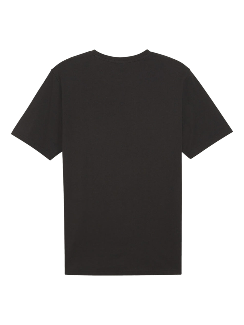 Camiseta deportiva PUMA de color negro con logotipo blanco en el pecho y cuello redondo.