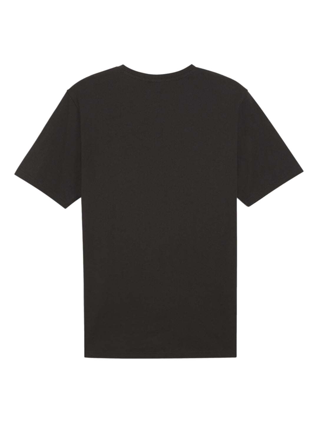 Camiseta deportiva PUMA de color negro con logotipo blanco en el pecho y cuello redondo.