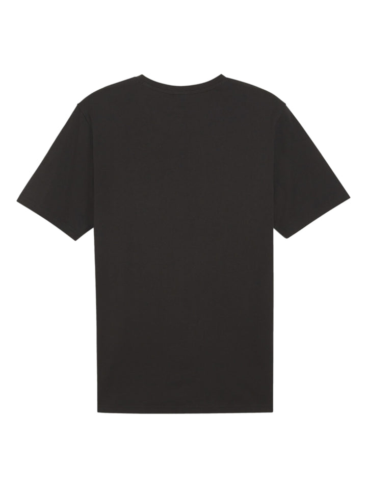 Camiseta deportiva PUMA de color negro con logotipo blanco en el pecho y cuello redondo.