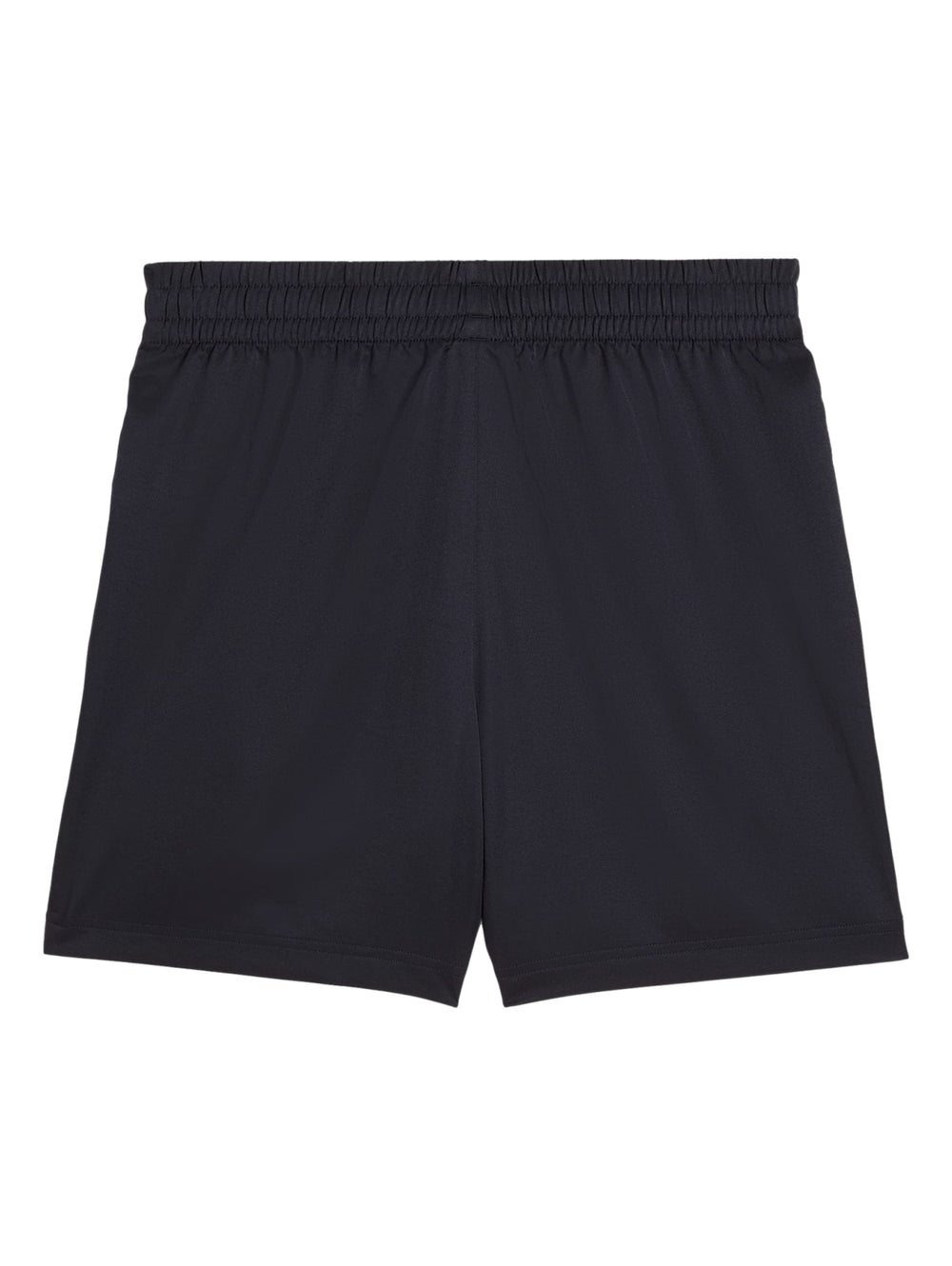 Pantalones cortos deportivos PUMA en color azul marino con cintura elástica y logo blanco lateral.