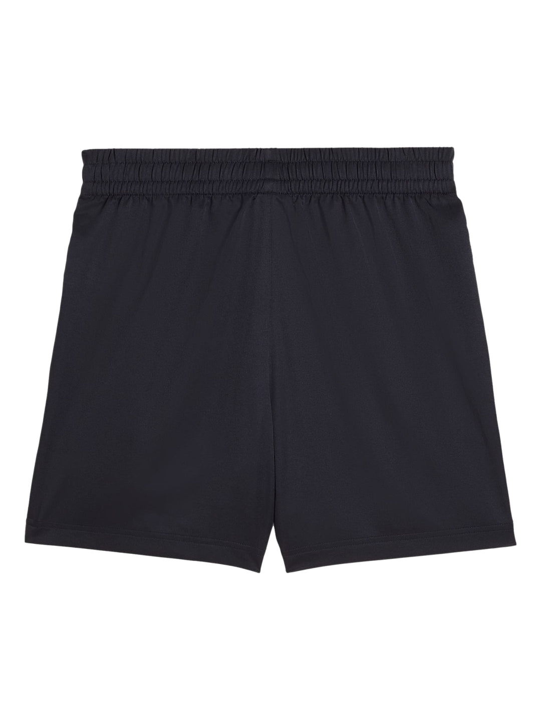 Pantalones cortos deportivos PUMA en color azul marino con cintura elástica y logo blanco lateral.