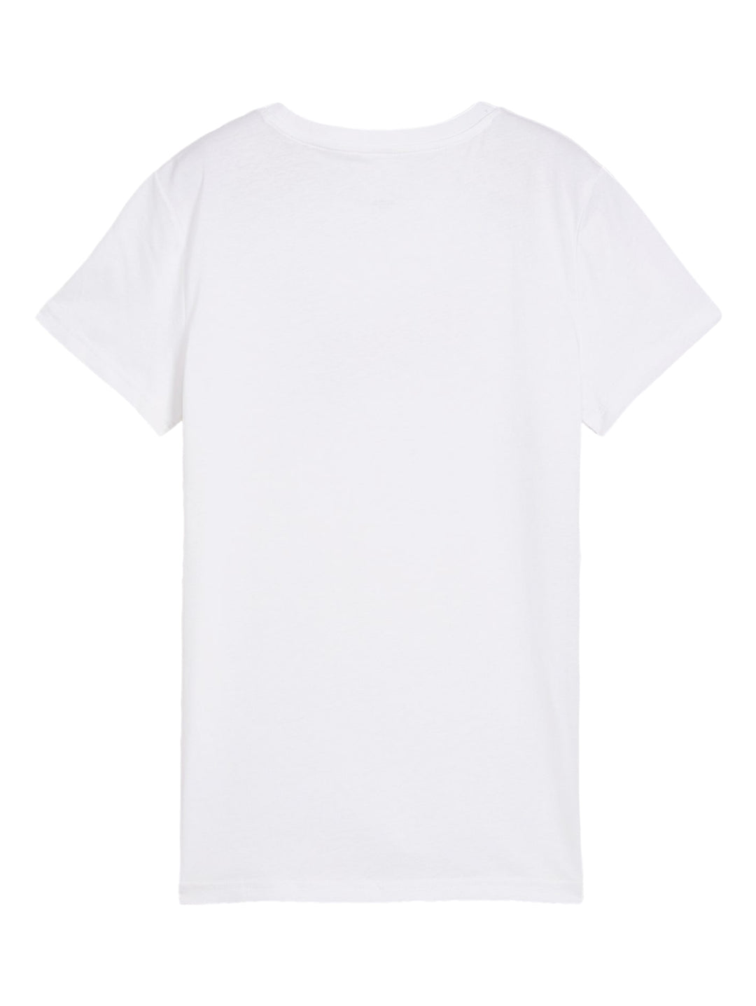 Camiseta blanca de manga corta con logotipo de PUMA en el pecho en colores degradados.