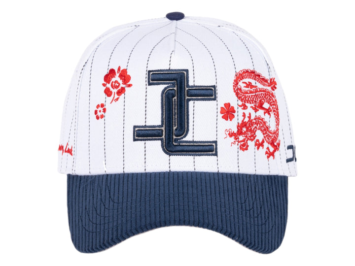 Gorra Snapback JC Hats Dragon Blanco y Azul Marino para Hombre