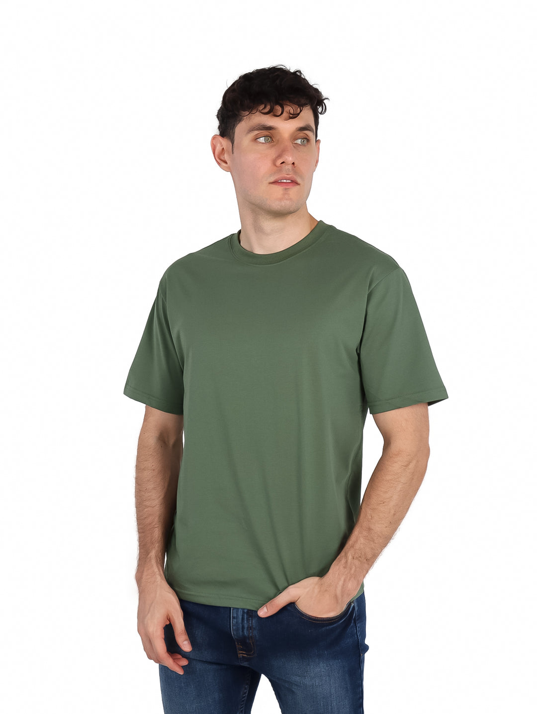 Playera Moda Pritex Oversize Verde Militar para Hombre
