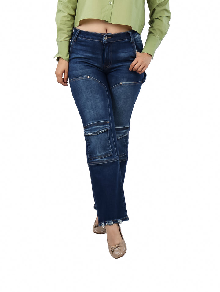 Jeans Cargo BE-LU Color Stone para Mujer
