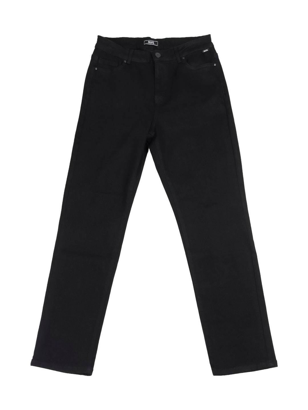 Pantalones negros de corte recto estilo straight fit para mujer.