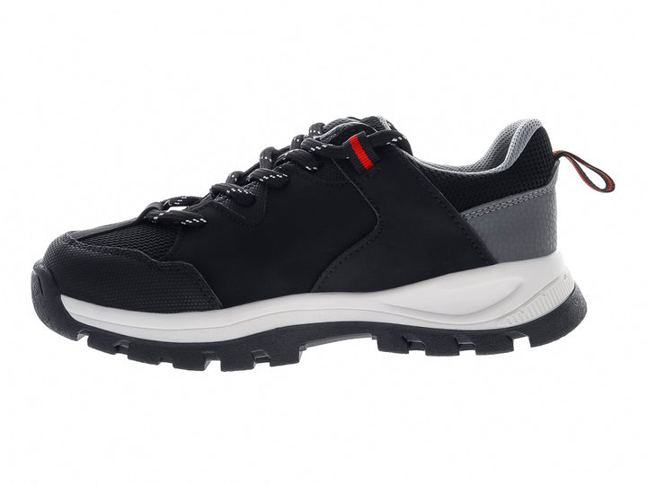 Botas infantiles Discovery color negro con suela blanca y detalles en gris, estilo deportivo y resistente.