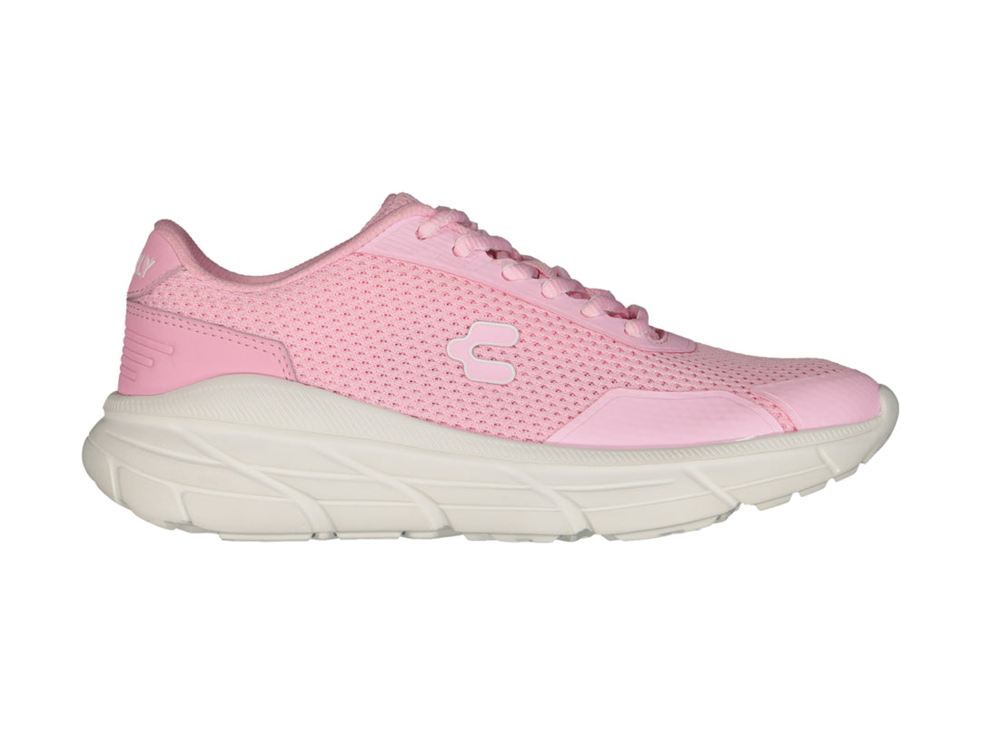 Tenis deportivos Charly color rosa con suela blanca y tejido transpirable.