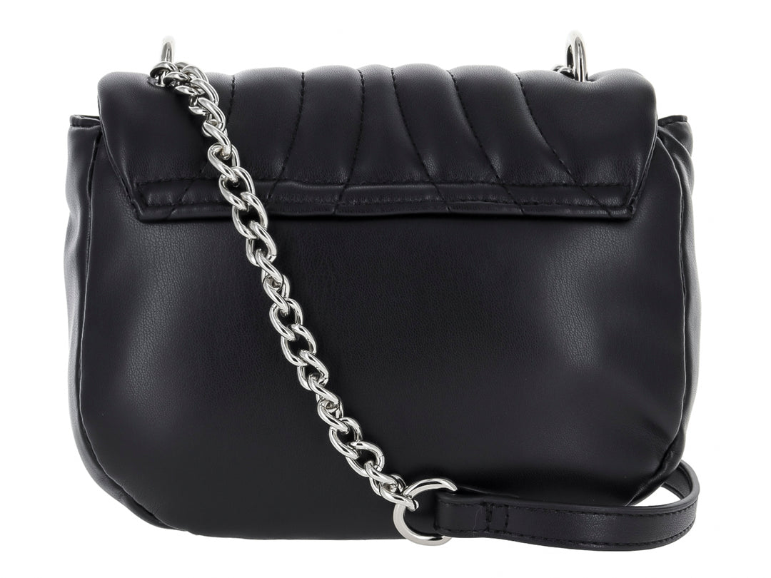 Bolso de hombro color negro marca ROZE con diseño acolchado en relieve y acabado liso.