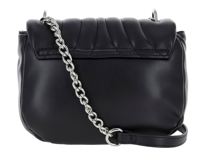Bolso de hombro color negro marca ROZE con diseño acolchado en relieve y acabado liso.