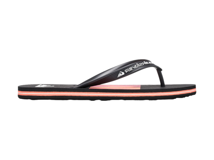Sandalias Quiksilver de dedo en color negro con detalles y suela en tono coral.