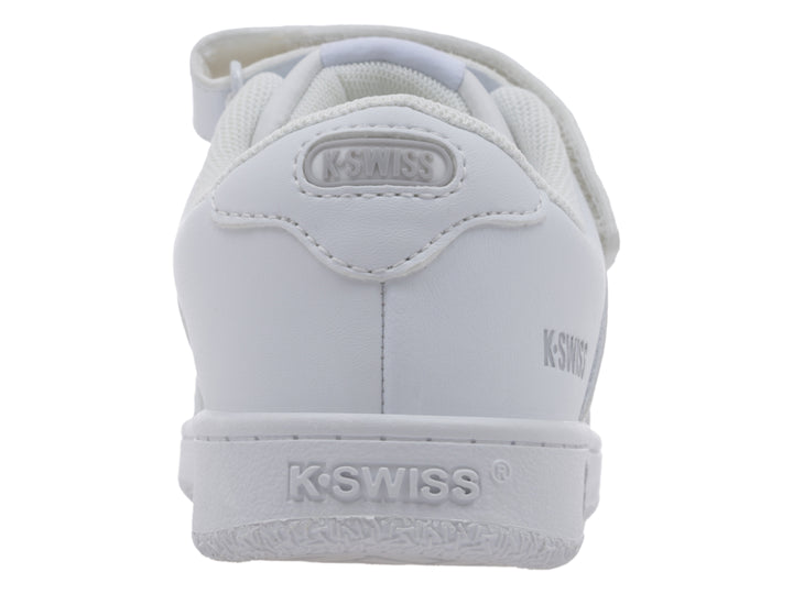Tenis K-Swiss Francis Court color blanco para niño con cierre de velcro y agujetas.