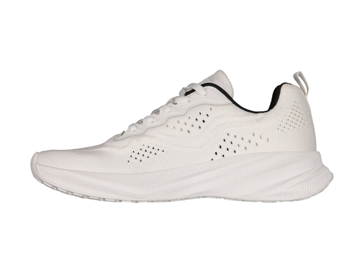 Tenis deportivos Charly de color blanco con detalles en negro y suela gruesa.