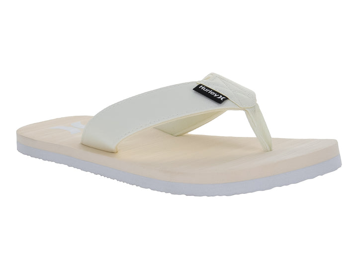 Sandalias Hurley en colores beige y marfil con suela blanca y diseño casual.