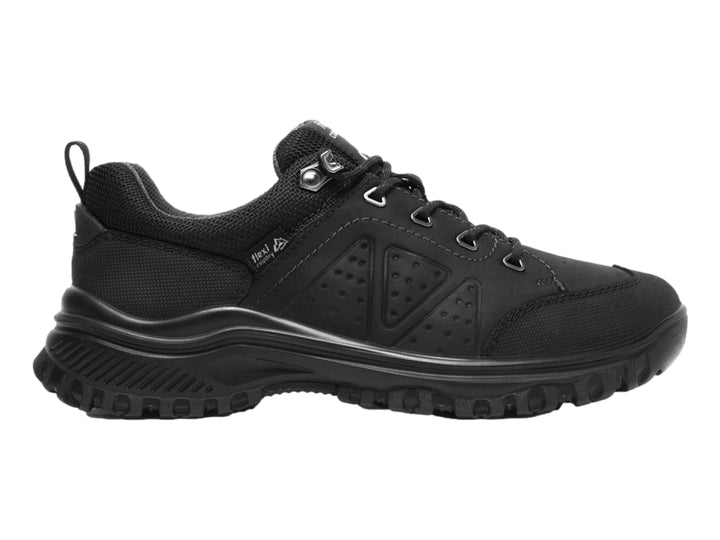 Zapato deportivo Flexi color negro con suela robusta y cordones, estilo country.