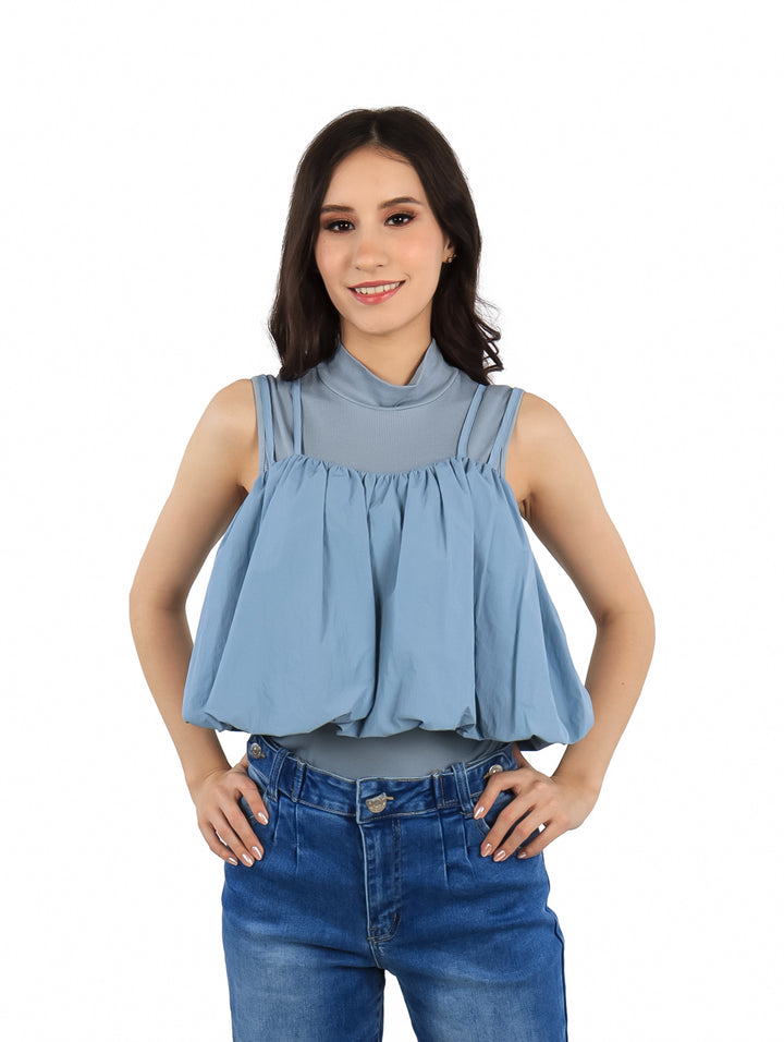 Blusa Globo ROZE Color Blue Grey para Mujer