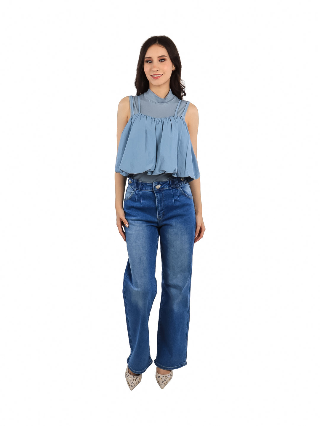 Blusa Globo ROZE Color Blue Grey para Mujer