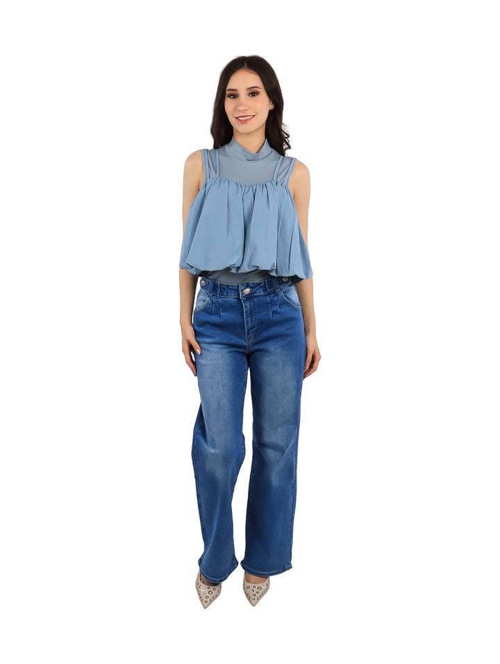 Blusa Globo ROZE Color Blue Grey para Mujer